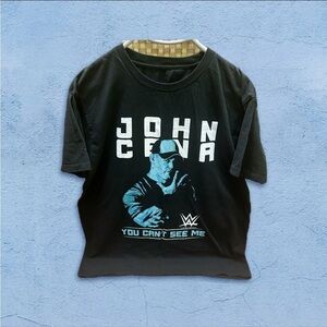 WWE John Cena Black Graphic T-Shirt with Blue and White Design size L
